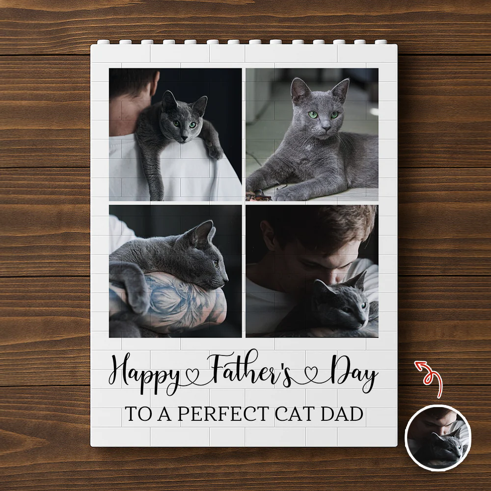 Custom Photo Happy Father’s Day To A Perfect Cat Dad Building Block TH10 170009 - Image 5