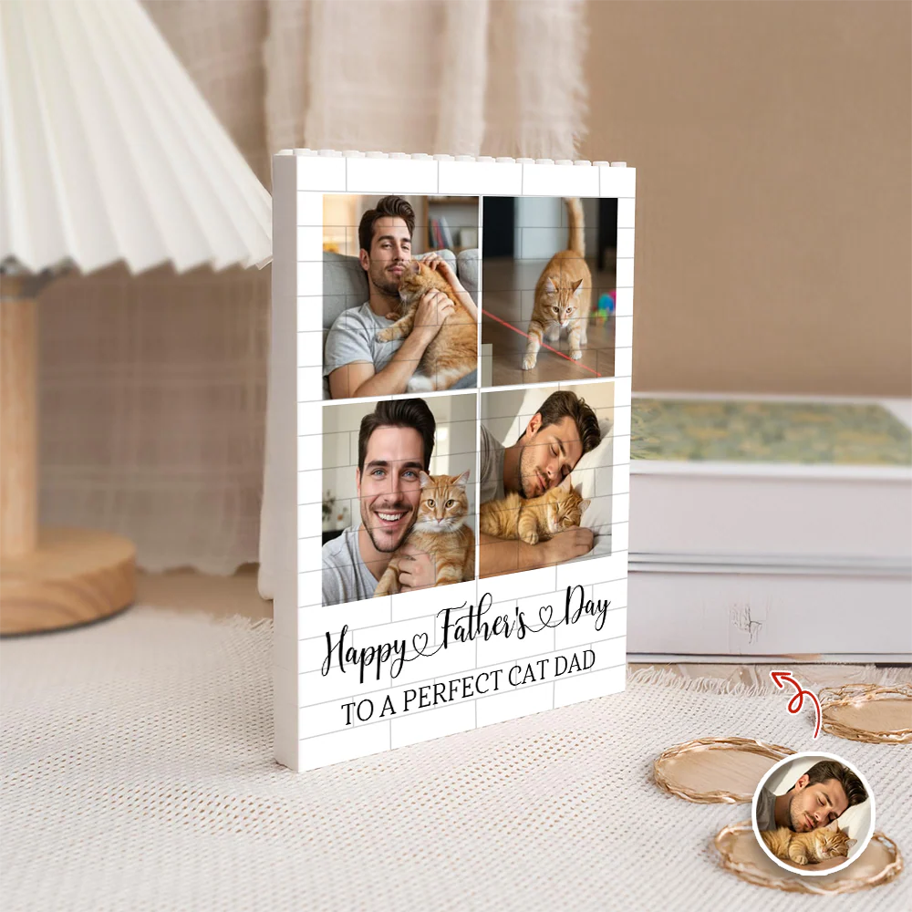 Custom Photo Happy Father’s Day To A Perfect Cat Dad Building Block TH10 170009 - Image 6