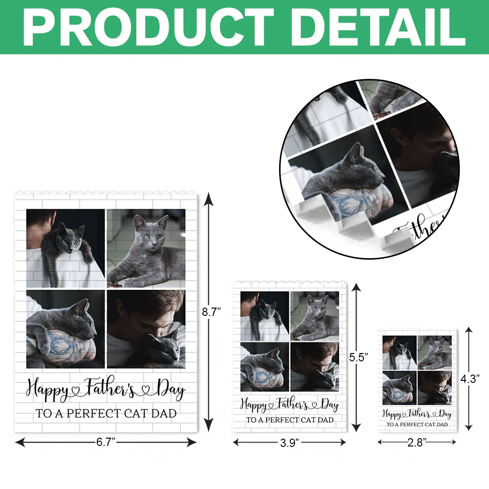 Custom Photo Happy Father’s Day To A Perfect Cat Dad Building Block TH10 170009 - Image 7