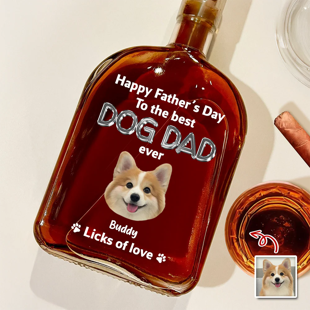Custom Photo Happy Father's Day To The Best Dog Dad Ever Whiskey Bottle HA75 921390 - Image 2