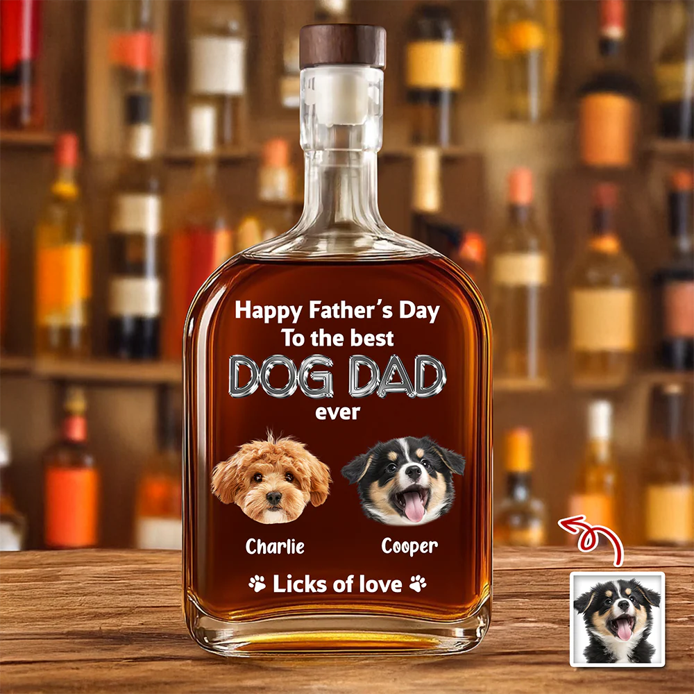 Custom Photo Happy Father's Day To The Best Dog Dad Ever Whiskey Bottle HA75 921390 - Image 3