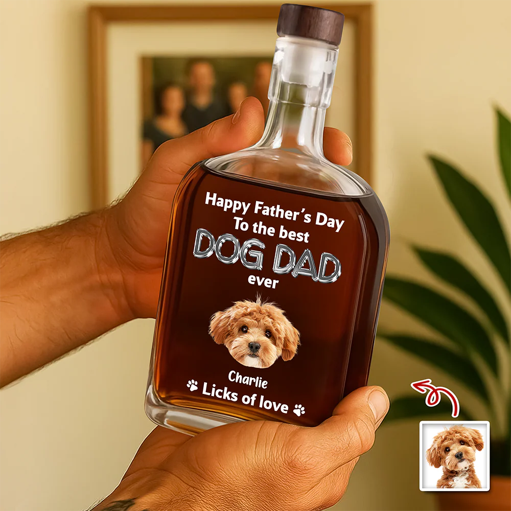 Custom Photo Happy Father's Day To The Best Dog Dad Ever Whiskey Bottle HA75 921390 - Image 4