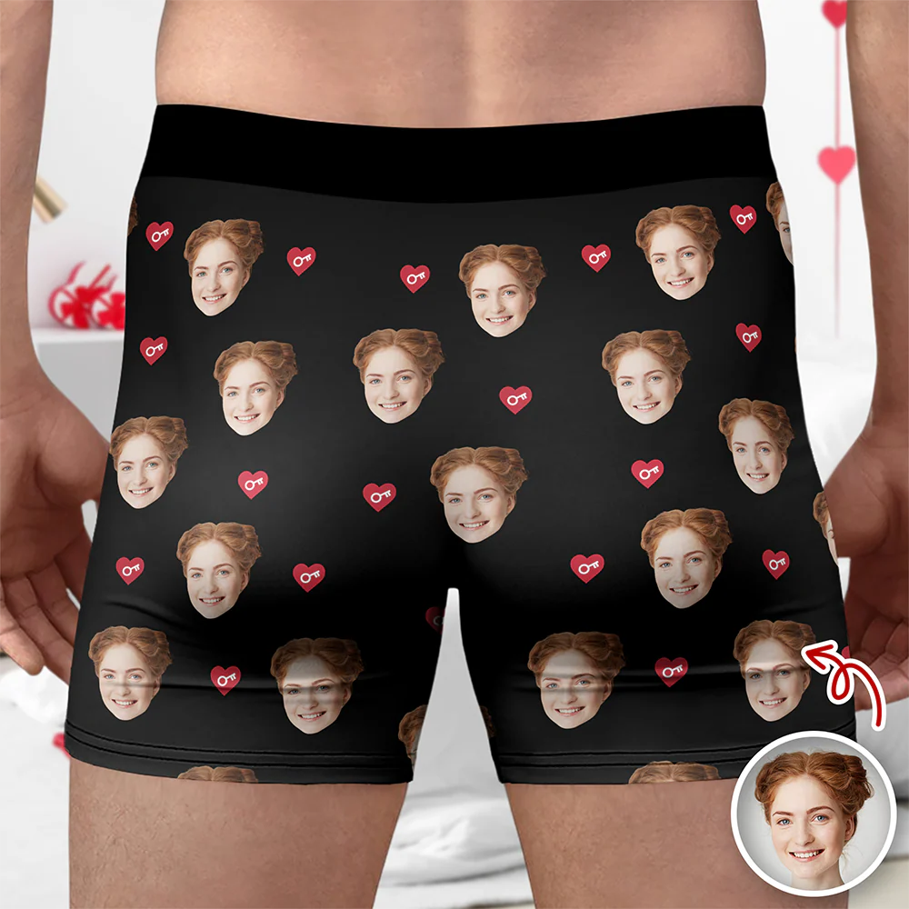 Custom Photo Her Key Man's Boxer, Valentine's Day Birthday Gift for Him HA75 898732 - Image 2