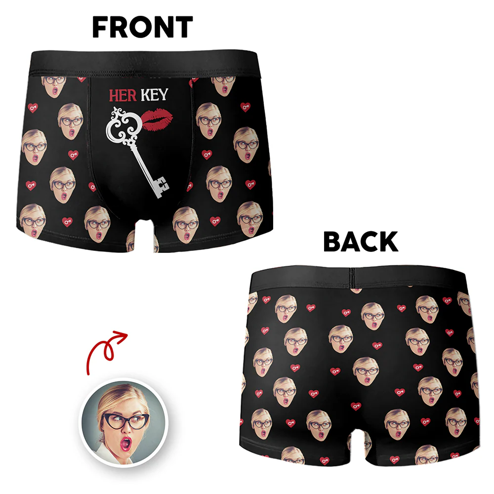 Custom Photo Her Key Man's Boxer, Valentine's Day Birthday Gift for Him HA75 898732 - Image 5