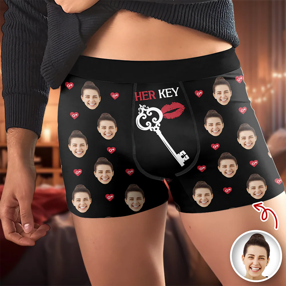 Custom Photo Her Key Man's Boxer, Valentine's Day Birthday Gift for Him HA75 898732 - Image 7