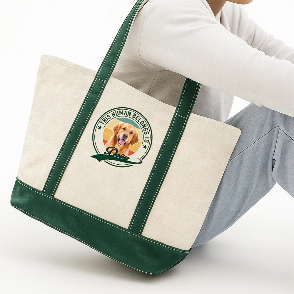 Custom Photo Human Belongs To Dog Cat Printed Monogram Beach Bag, Gift For Mother's Day, Dog Mom HO82 902020 - Image 5