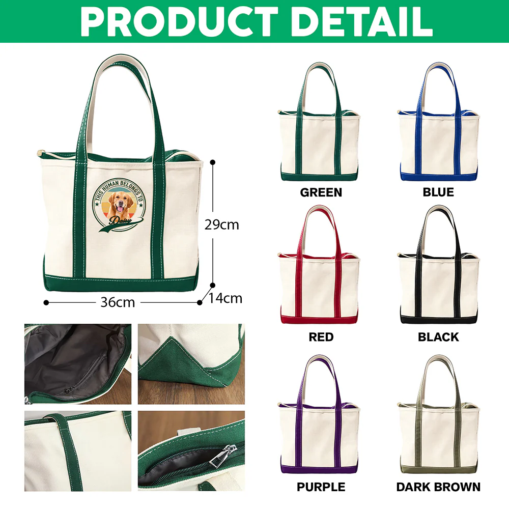 Custom Photo Human Belongs To Dog Cat Printed Monogram Beach Bag, Gift For Mother's Day, Dog Mom HO82 902020 - Image 7