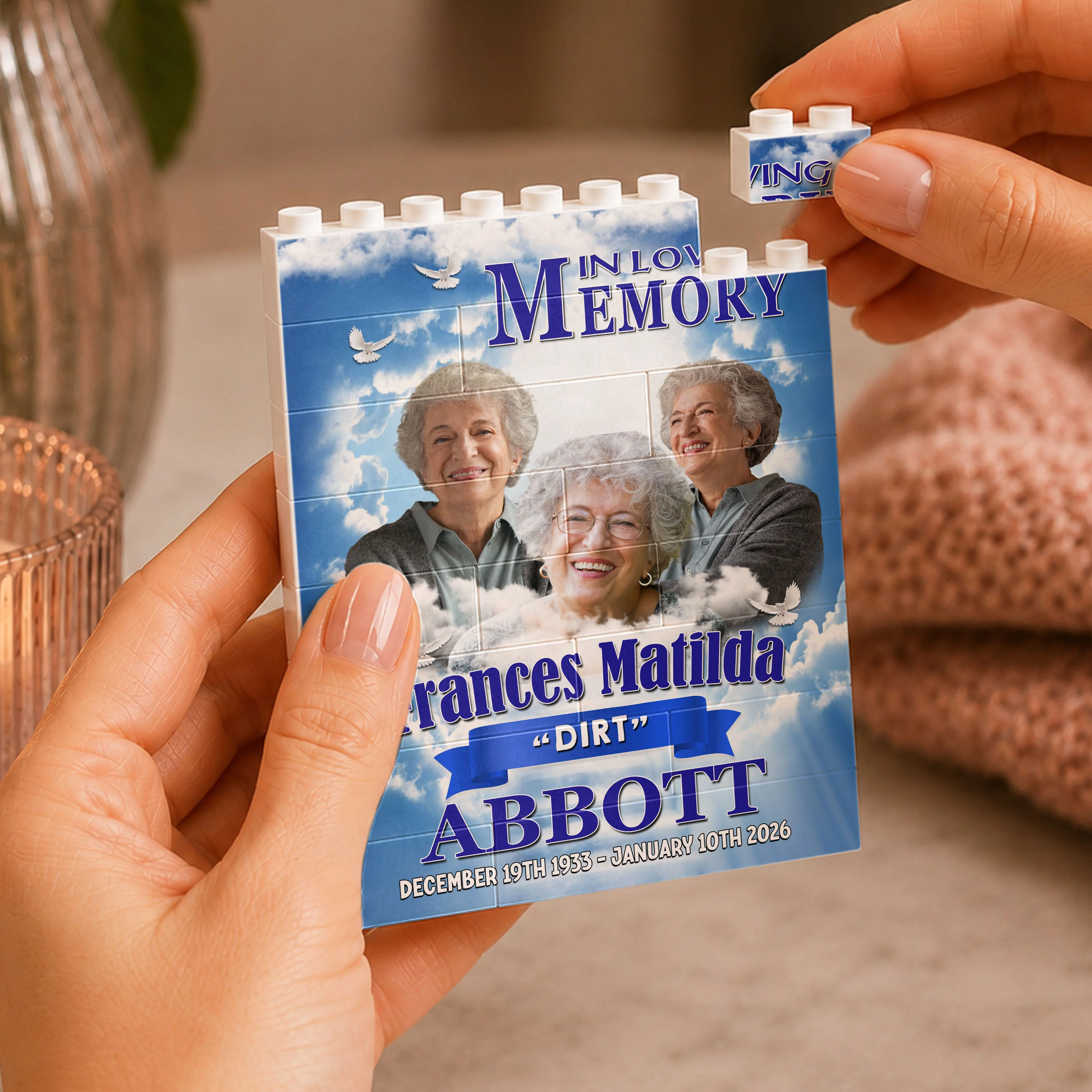 Custom Photo In Loving Memory Memorial Building Brick Block TH10 170279 - Image 2