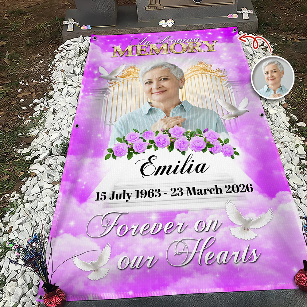 Custom Photo In Loving Memory Memorial Grave Blanket – Personalized Sympathy Gift CH07 910672 - Image 2