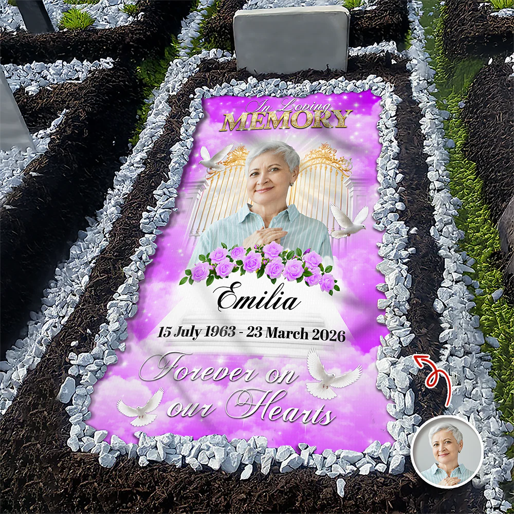 Custom Photo In Loving Memory Memorial Grave Blanket – Personalized Sympathy Gift CH07 910672 - Image 4