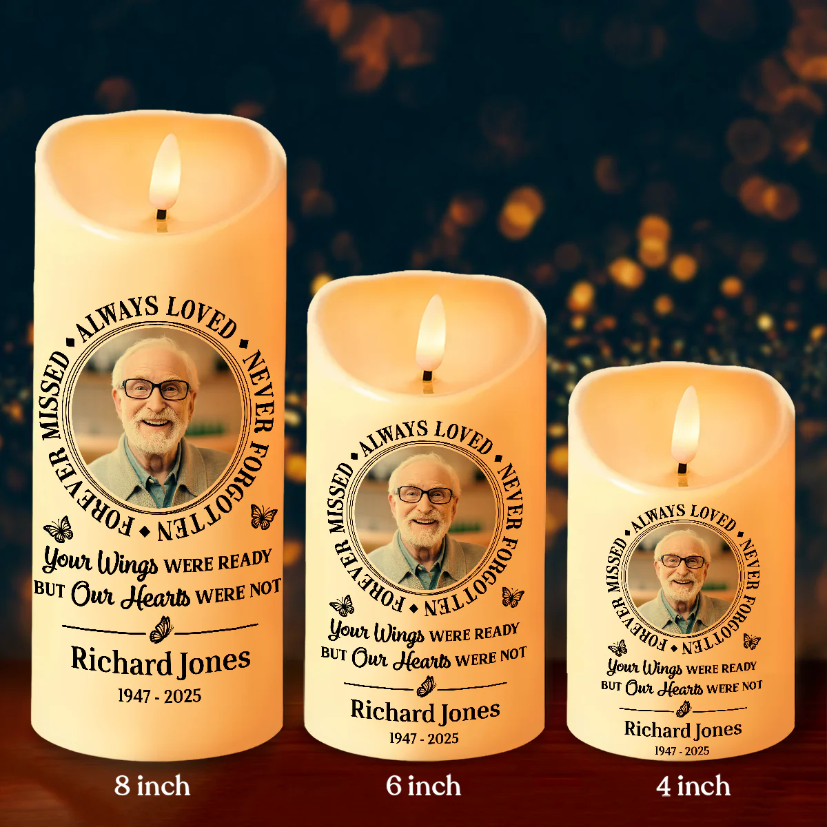 Custom Photo Memorial Always In Our Thoughts Forever In Our Hearts Personalized LED Candle LM32 897893 - Image 6