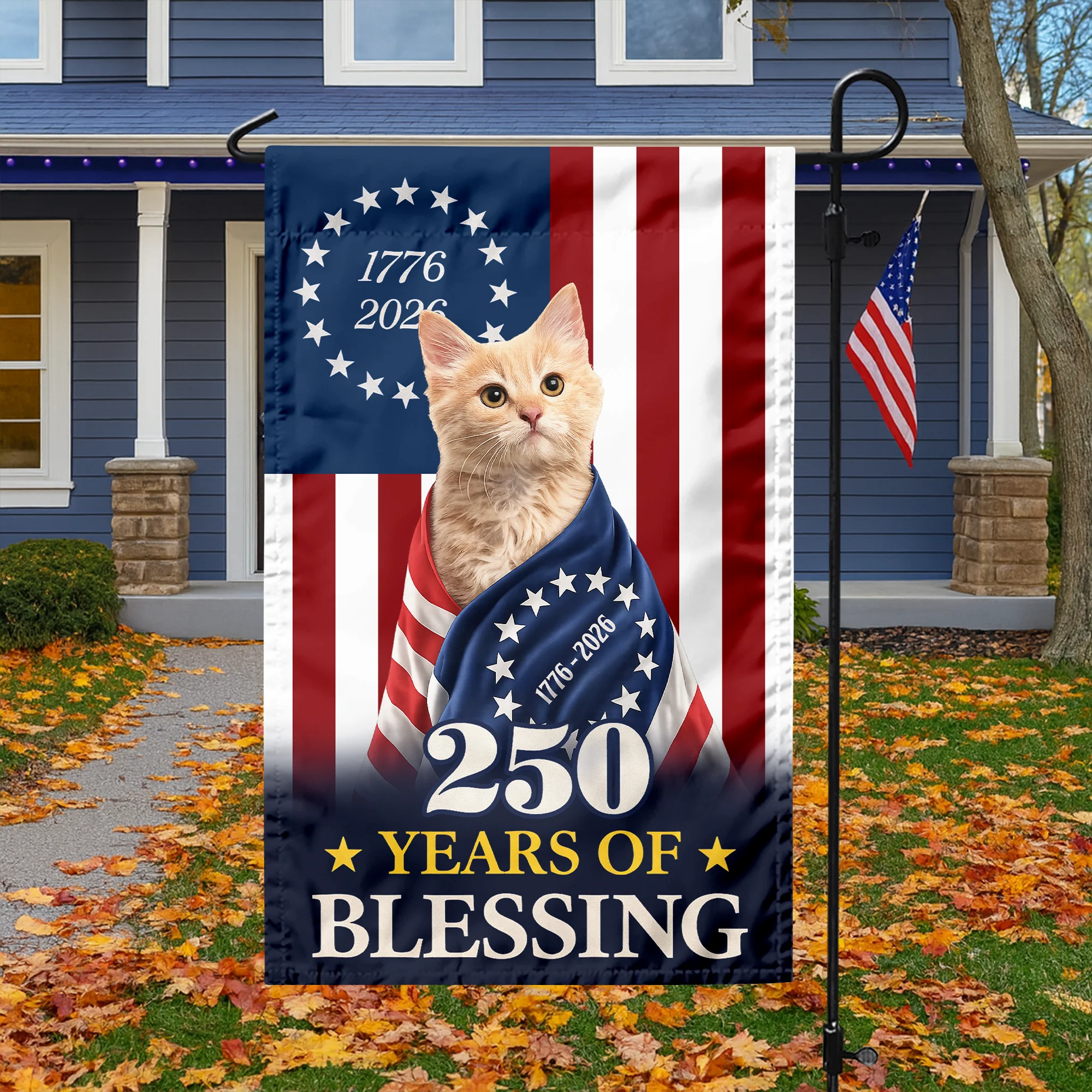 Custom Photo My Dog, Cat 250 Years 1776 2026 Patriotic American Garden Flag HO82 901196 - Image 5