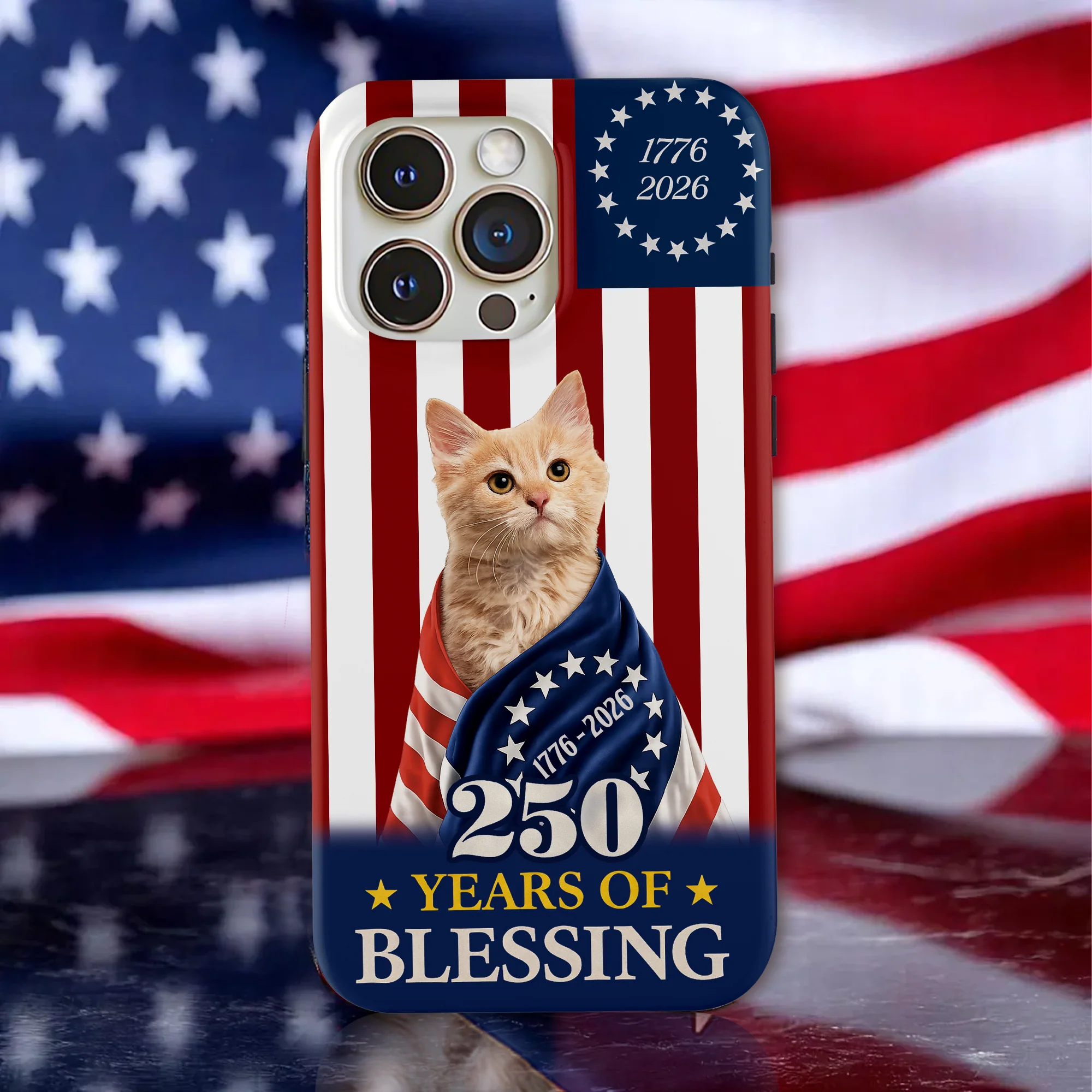 Custom Photo My Dog, Cat 250 Years 1776 2026 Patriotic American Phone Case HO82 901194 - Image 3