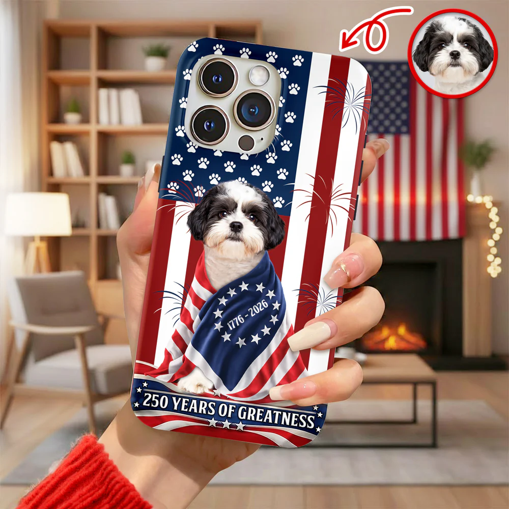 Custom Photo My Dog, Cat Loves America 1776-2026 Patriotic Phone Case HO82 901206 - Image 5