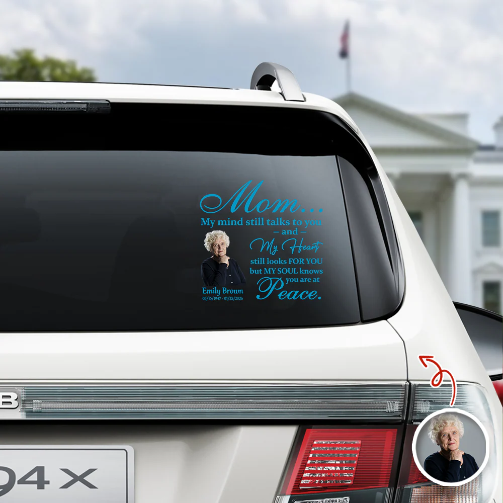 Custom Photo My Mind Still Talks to You Memorial Car Window Decal Sticker HA75 899010 - Image 2
