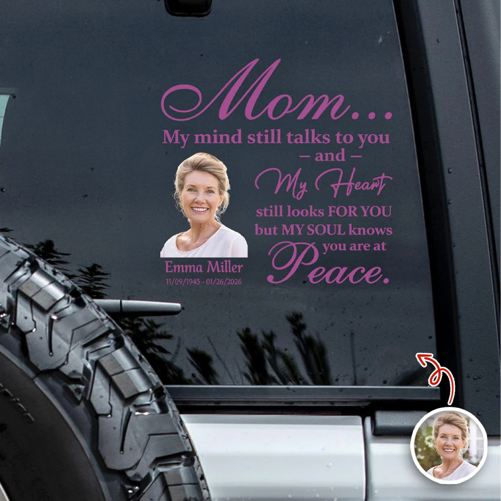 Custom Photo My Mind Still Talks to You Memorial Car Window Decal Sticker HA75 899010 - Image 3