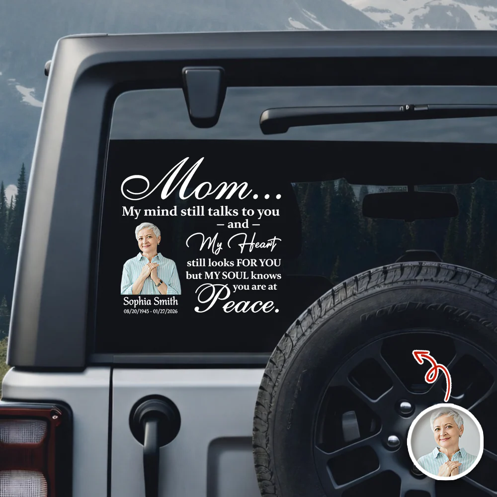 Custom Photo My Mind Still Talks to You Memorial Car Window Decal Sticker HA75 899010 - Image 7
