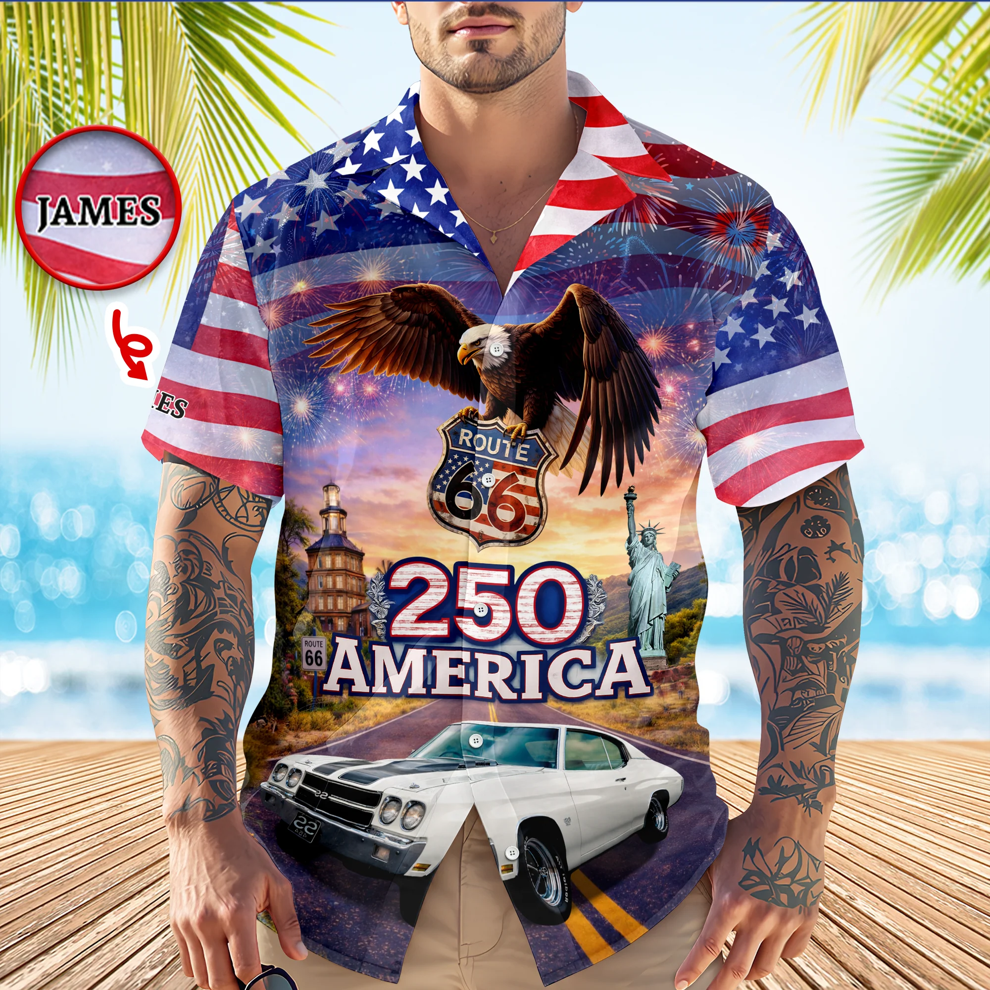 Custom Photo Route 66 250 Years of America Ride Hawaiian Shirt HO82 902164 - Image 2