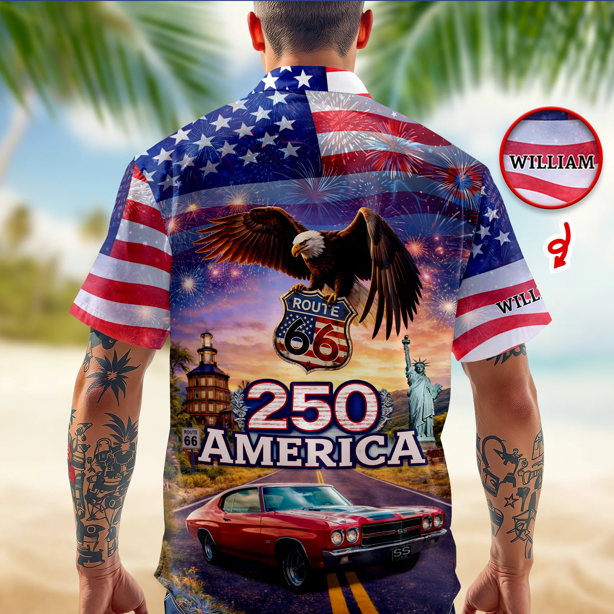 Custom Photo Route 66 250 Years of America Ride Hawaiian Shirt HO82 902164 - Image 4