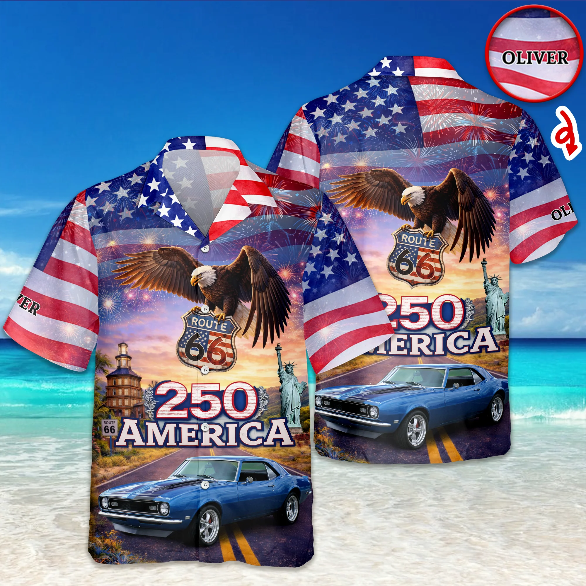 Custom Photo Route 66 250 Years of America Ride Hawaiian Shirt HO82 902164 - Image 5