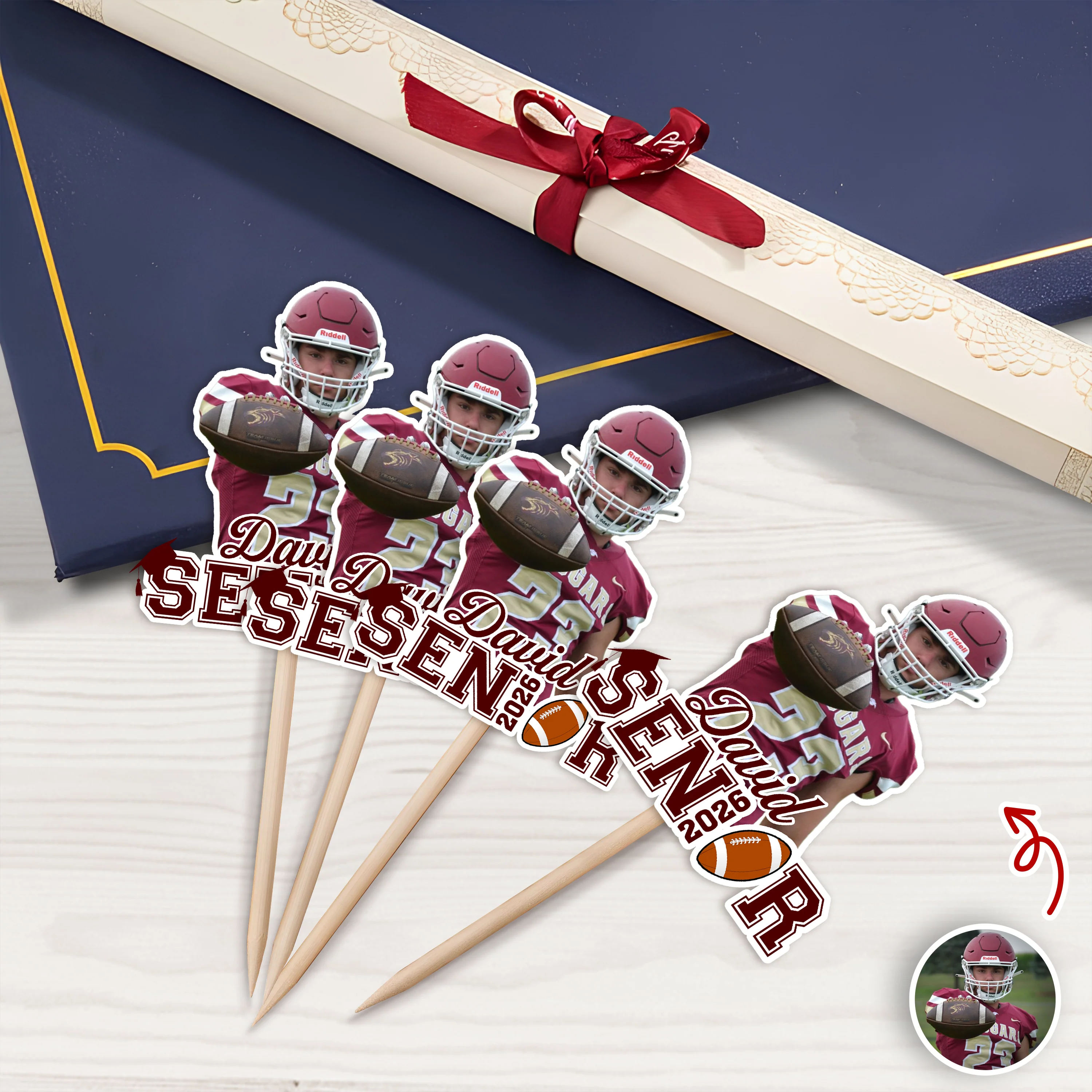 Custom Photo Senior 2026 Graduation Sports Cupcake Toppers HA75 920060