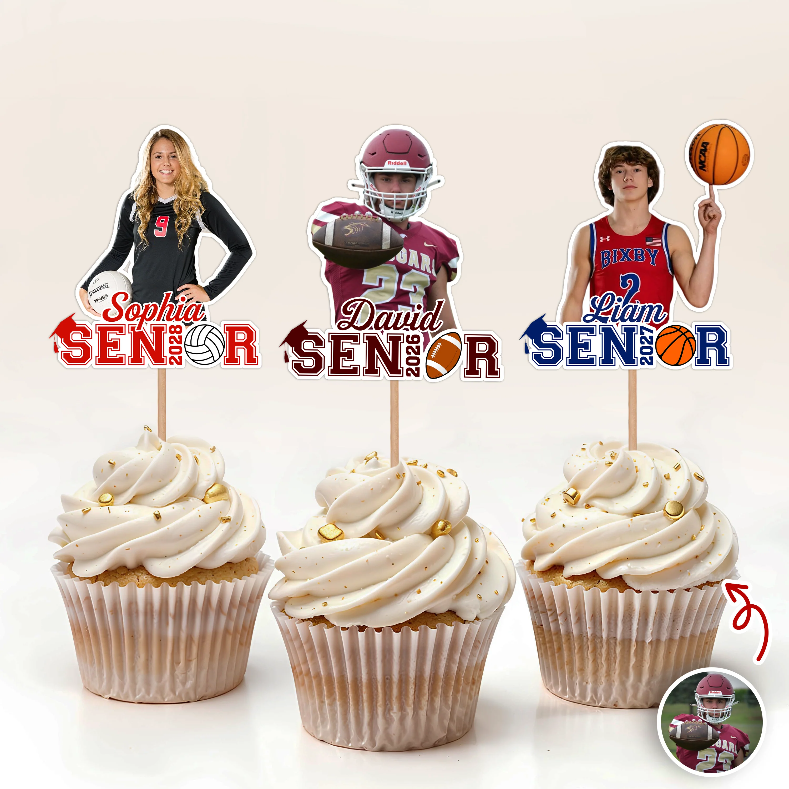 Custom Photo Senior 2026 Graduation Sports Cupcake Toppers HA75 920060 - Image 4