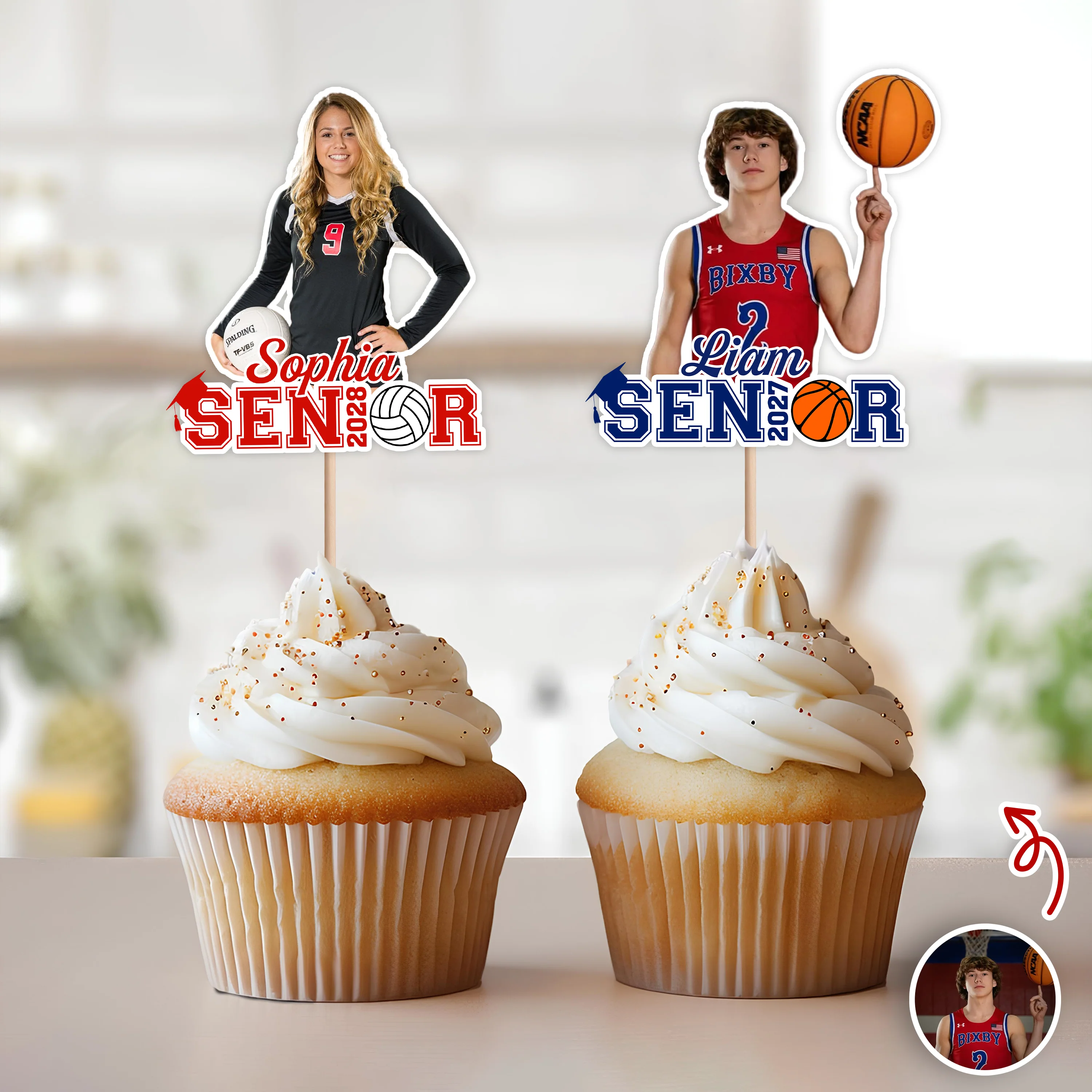Custom Photo Senior 2026 Graduation Sports Cupcake Toppers HA75 920060 - Image 5