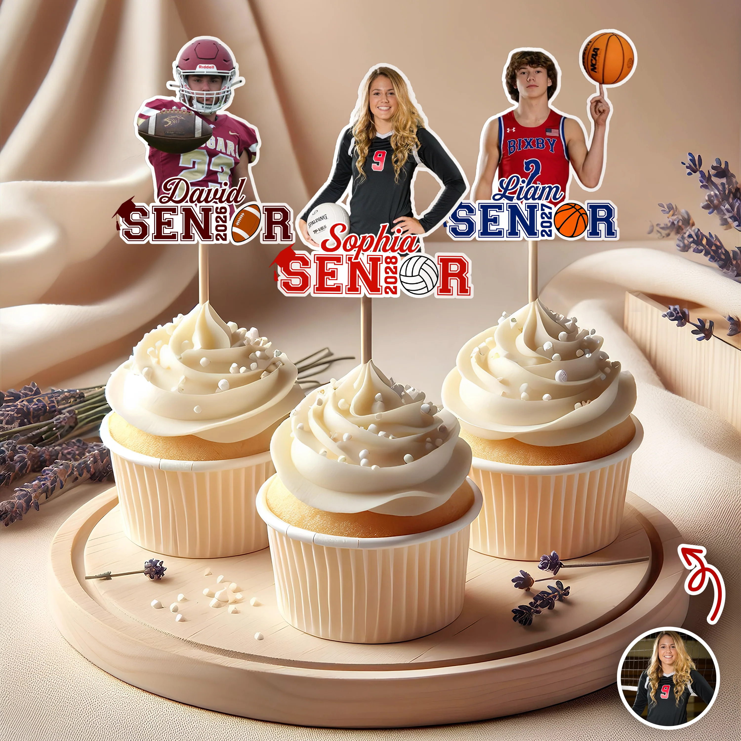 Custom Photo Senior 2026 Graduation Sports Cupcake Toppers HA75 920060 - Image 6