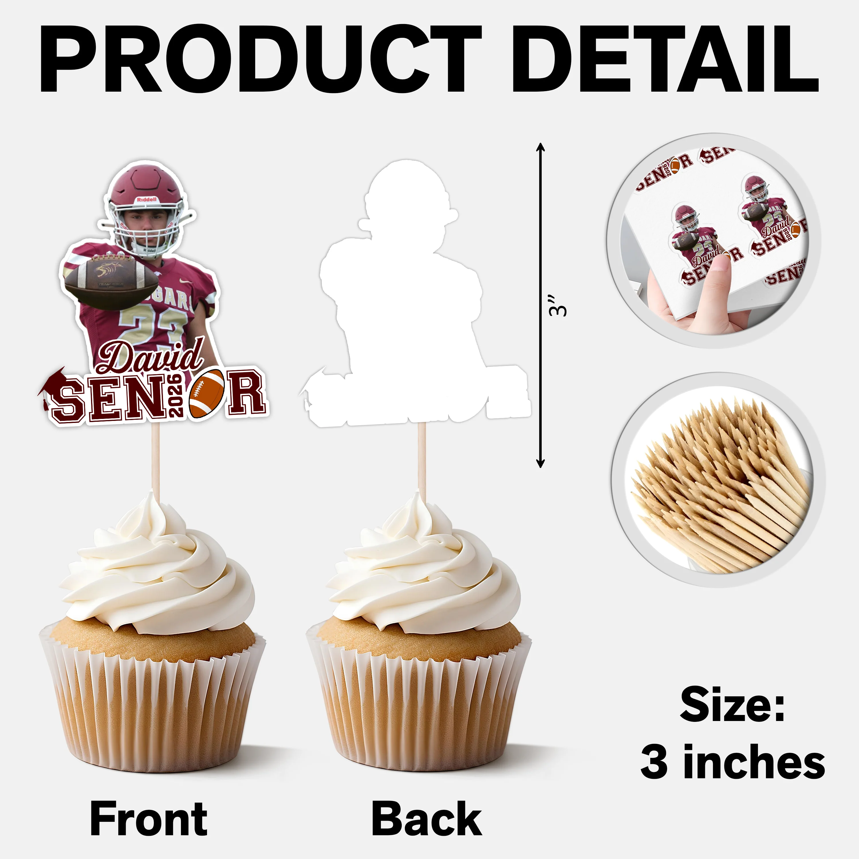 Custom Photo Senior 2026 Graduation Sports Cupcake Toppers HA75 920060 - Image 7