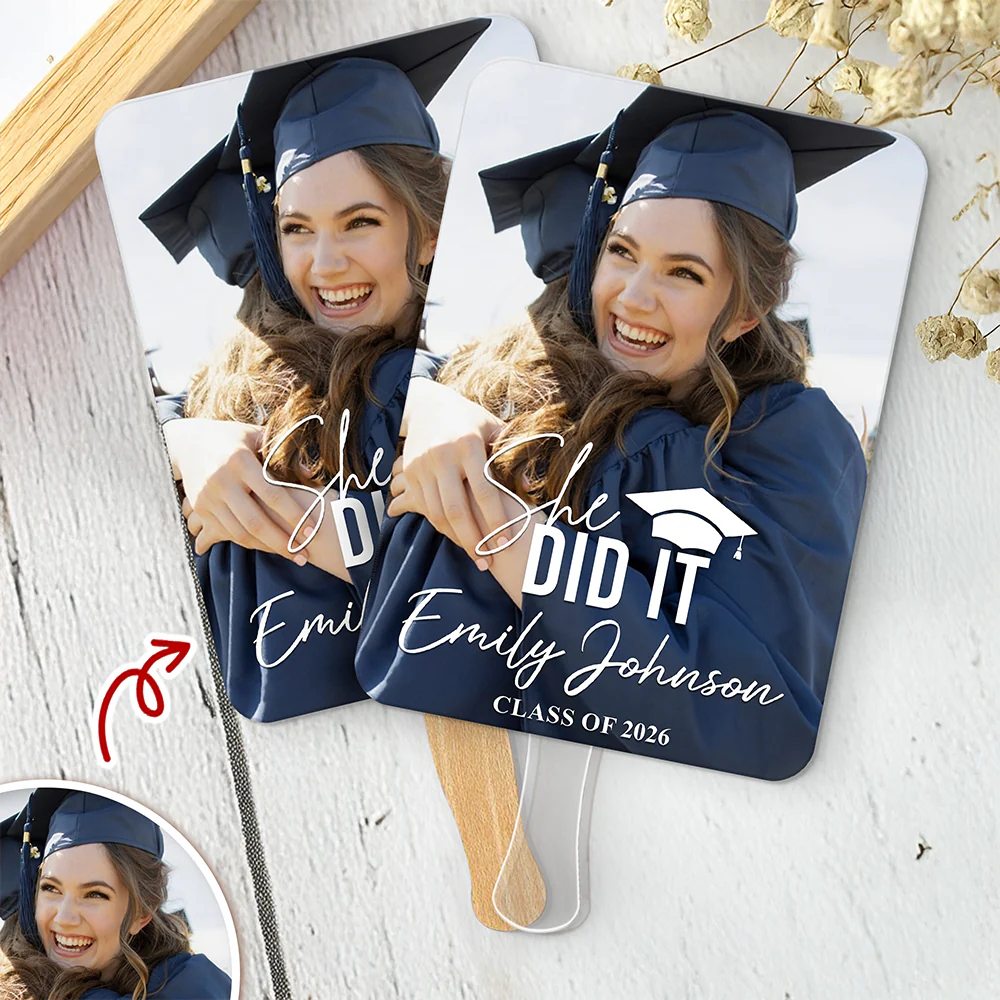 Custom Photo She Did It Class Of 2026 Graduation Face Fan For Party HO82 902256 - Image 2