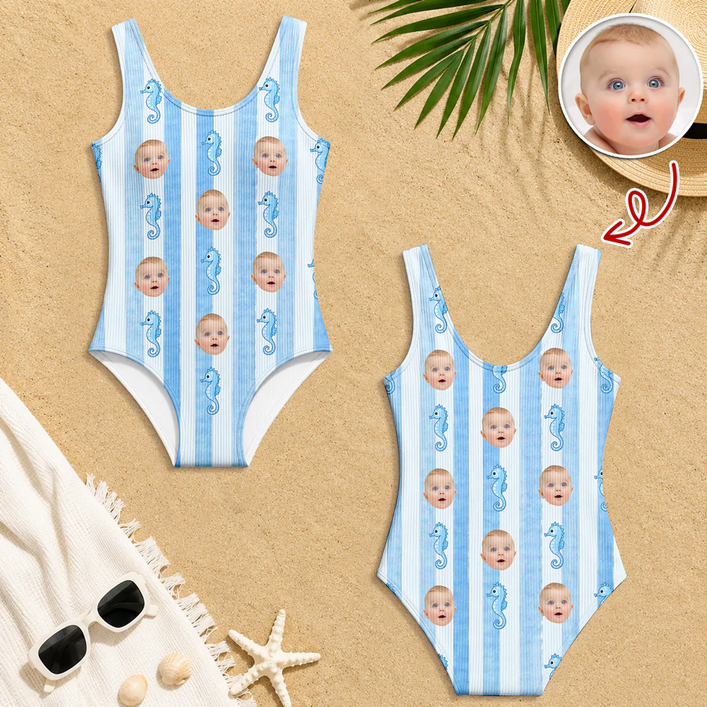 Custom Photo Striped Summer Pattern Swimsuit – Personalized Beachwear Gift HO82 902956 - Image 5