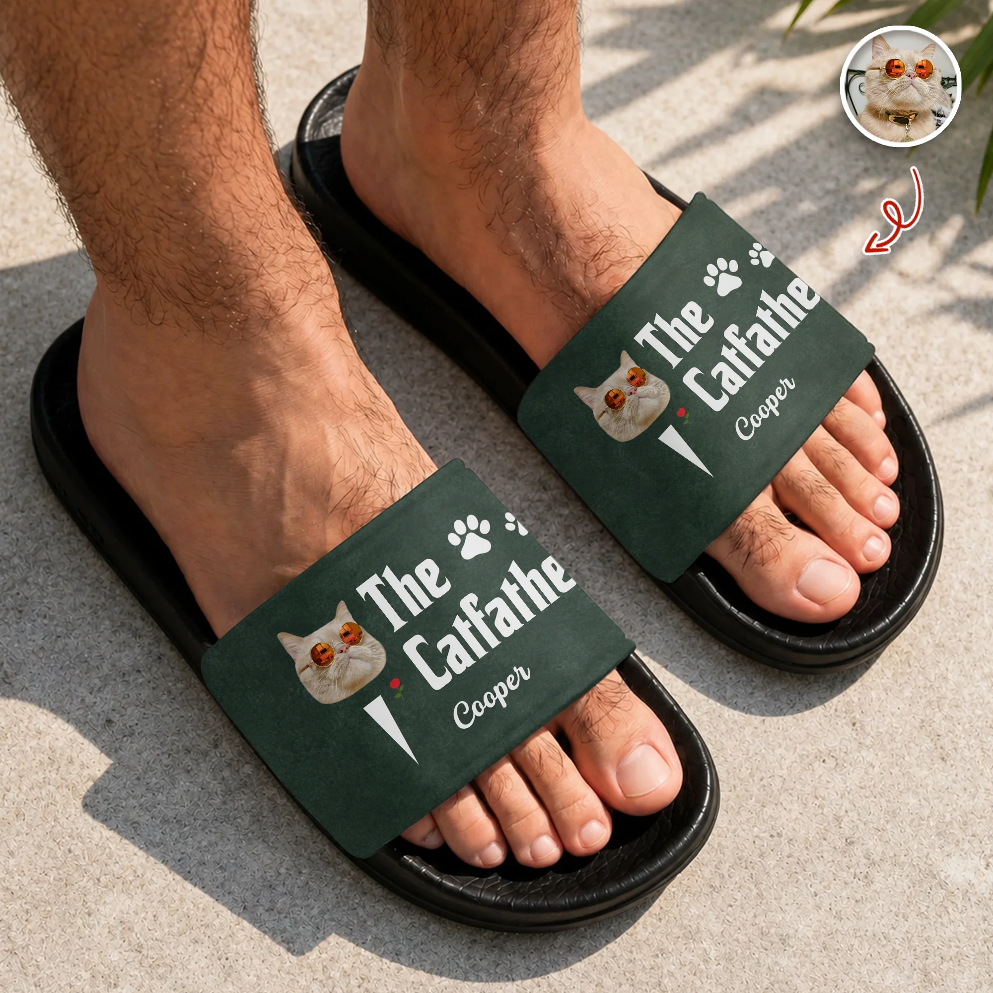 Custom Photo The Cat Father Funny Cat Dad Gift Slide Sandals - Gift For Cat Dad, Cat Lovers HO82 902610 - Image 5