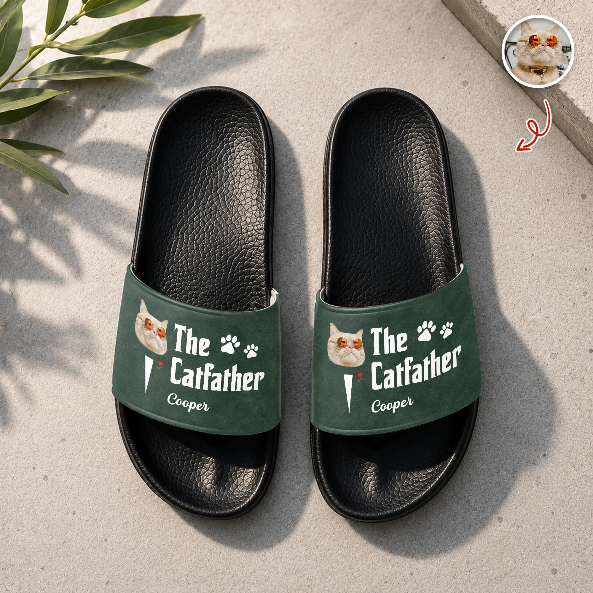 Custom Photo The Cat Father Funny Cat Dad Gift Slide Sandals - Gift For Cat Dad, Cat Lovers HO82 902610 - Image 7