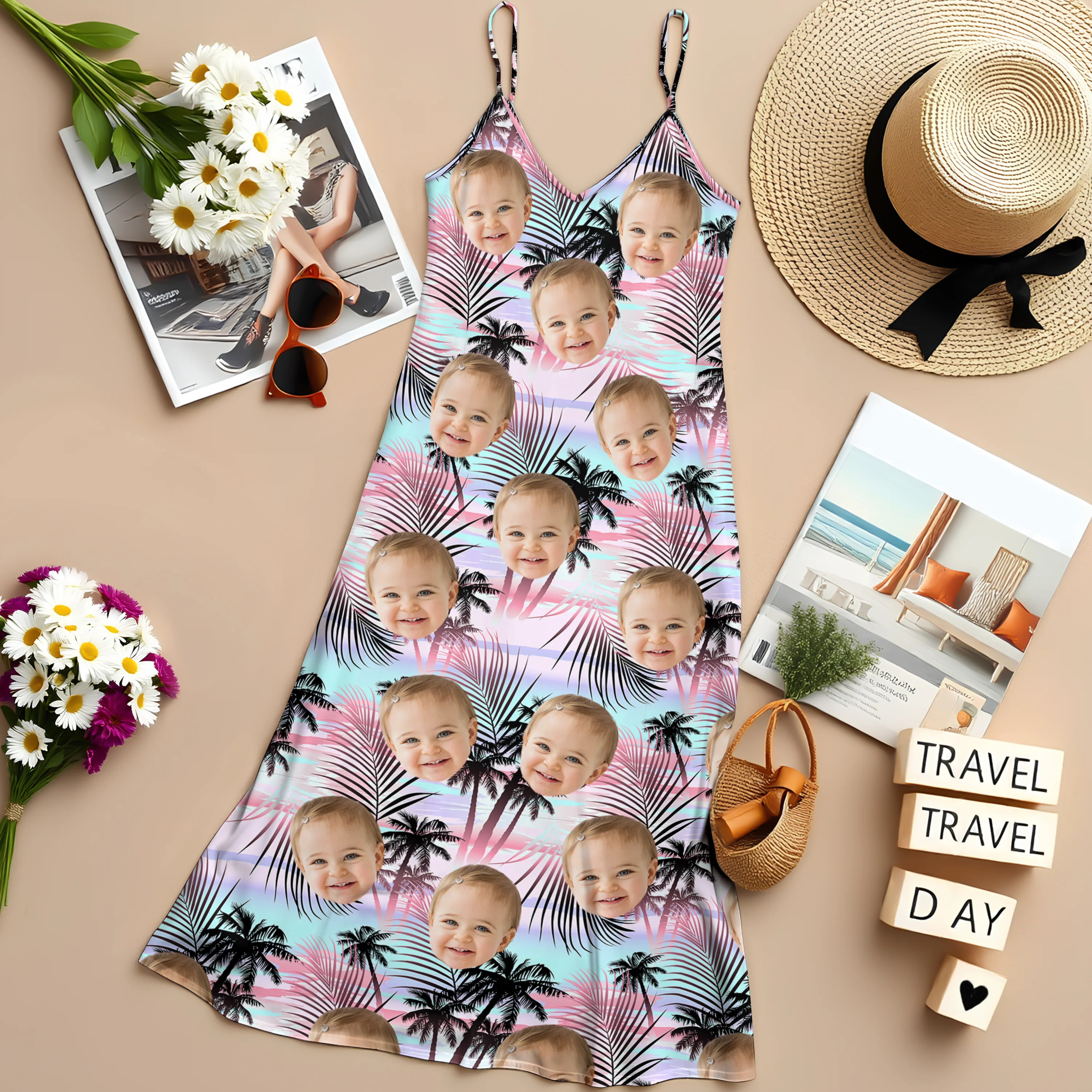 Custom Photo Tropical Summer Pattern Cami Maxi Dress HO82 902378 - Image 5