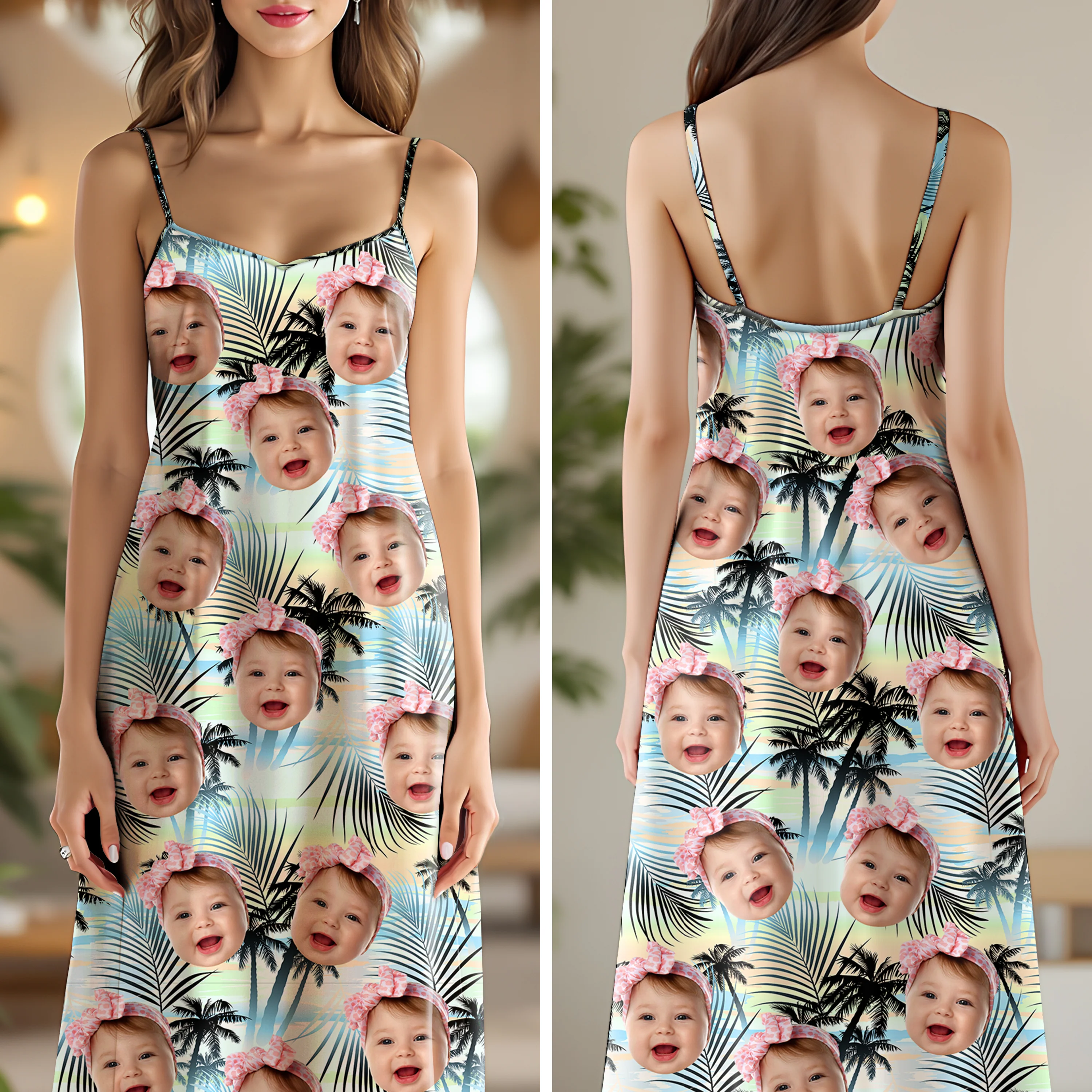 Custom Photo Tropical Summer Pattern Cami Maxi Dress HO82 902378 - Image 7