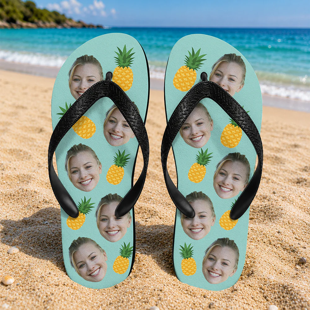 Custom Photo Tropical Summer Pattern Flip Flops - Personalized Beach Gift CH07 911604 - Image 2