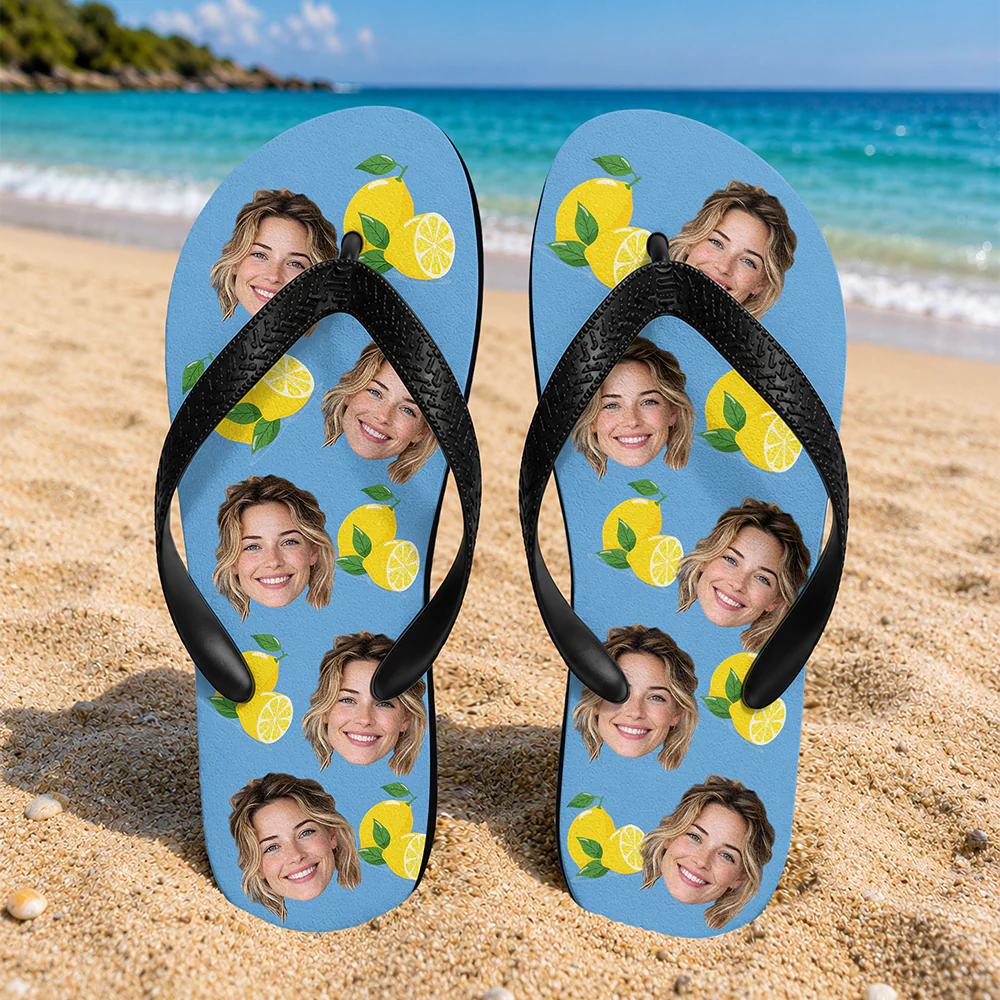 Custom Photo Tropical Summer Pattern Flip Flops - Personalized Beach Gift CH07 911604 - Image 3