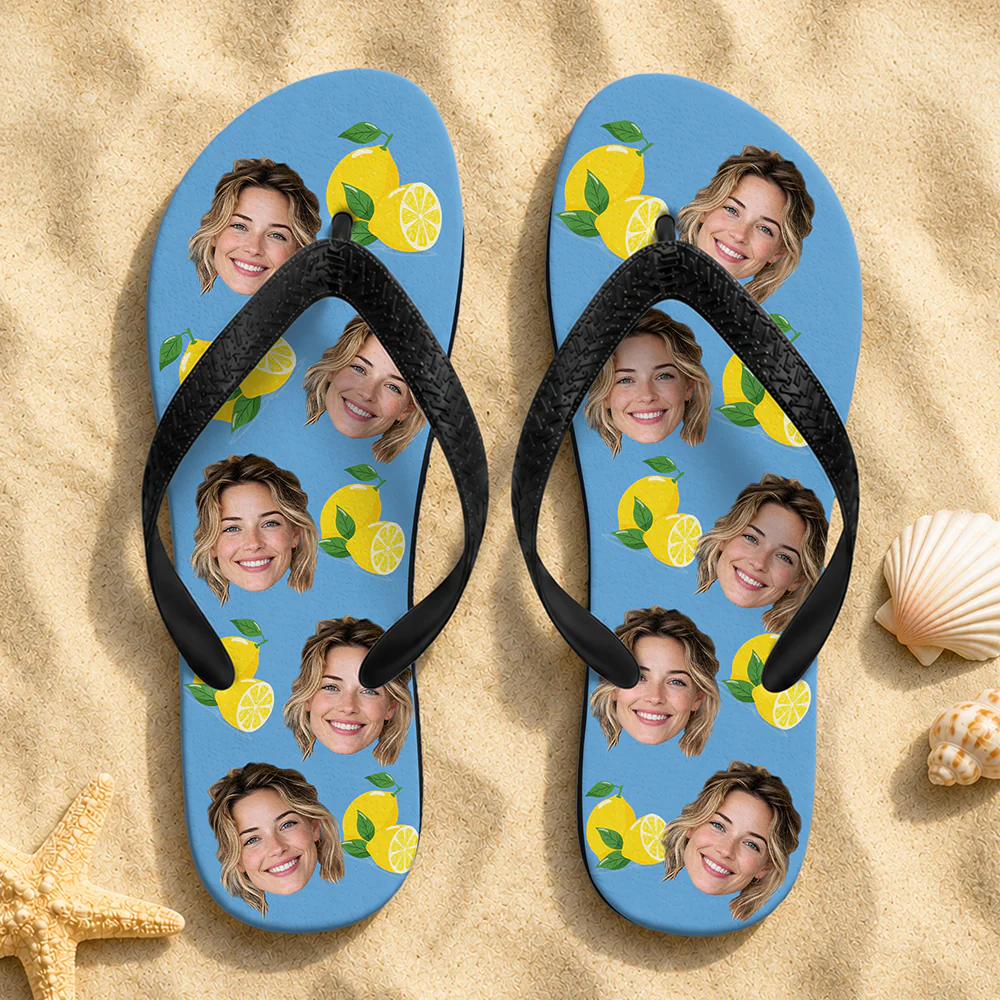 Custom Photo Tropical Summer Pattern Flip Flops - Personalized Beach Gift CH07 911604 - Image 4
