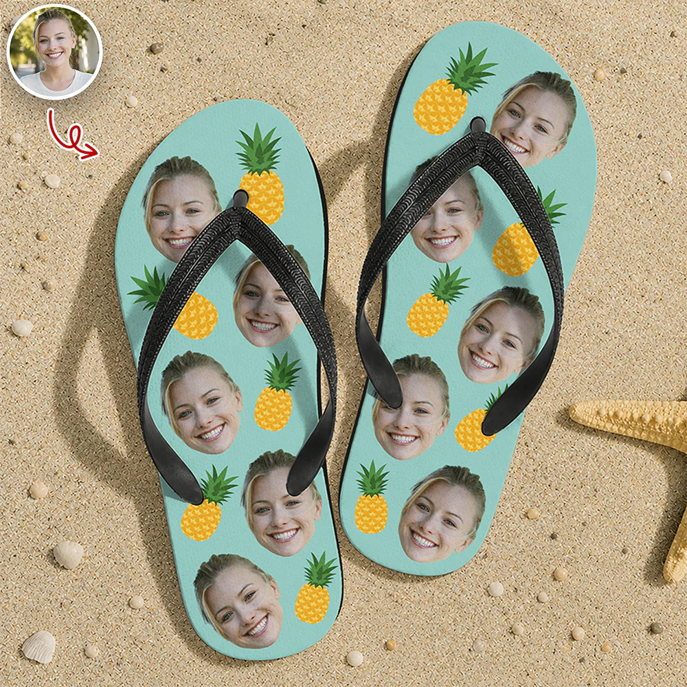Custom Photo Tropical Summer Pattern Flip Flops - Personalized Beach Gift CH07 911604 - Image 7