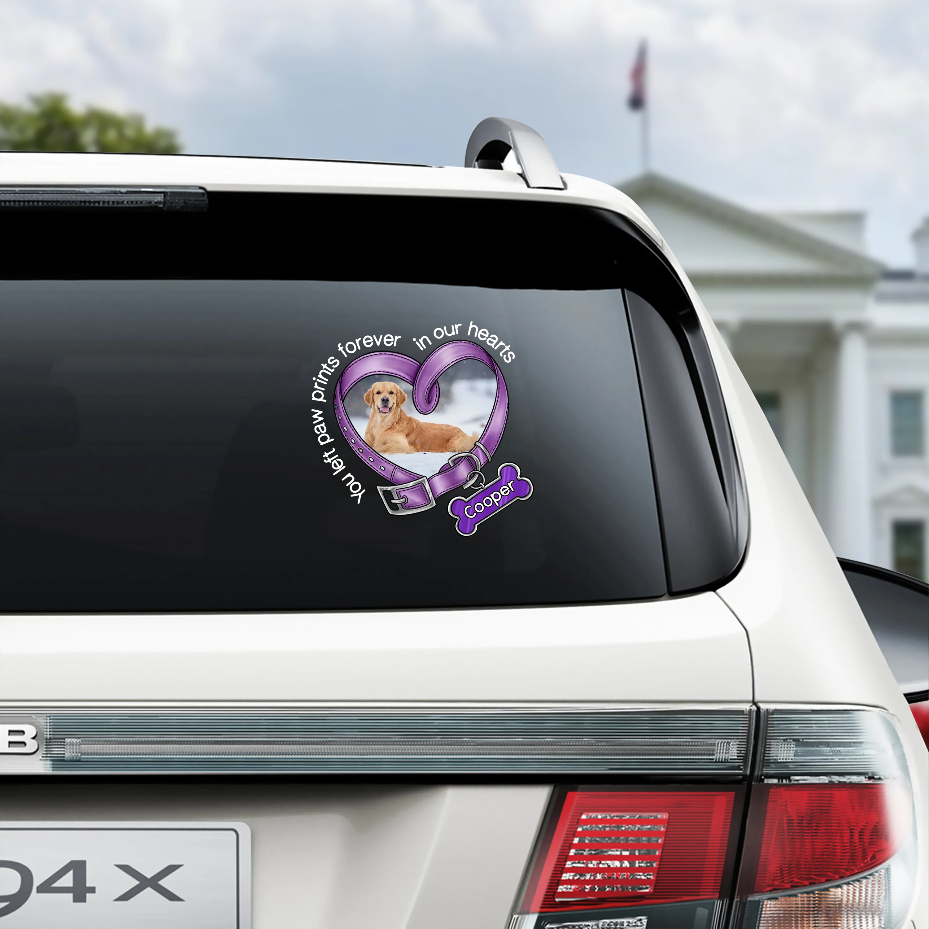 Custom Photo You Left Paw Prints In My Heart Dog Memorial Car Window Decal Sticker CH07 910338 - Image 3