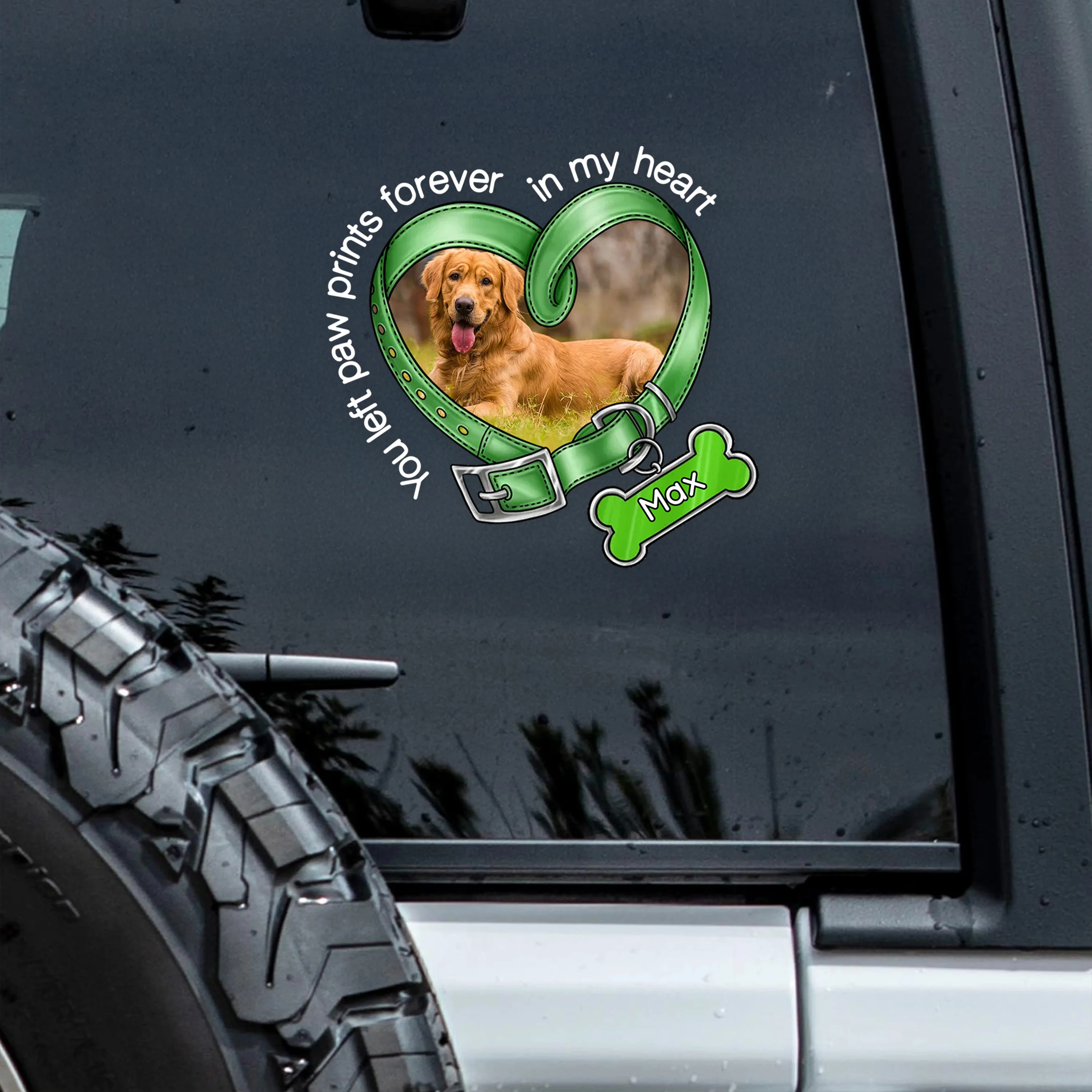 Custom Photo You Left Paw Prints In My Heart Dog Memorial Car Window Decal Sticker CH07 910338 - Image 6