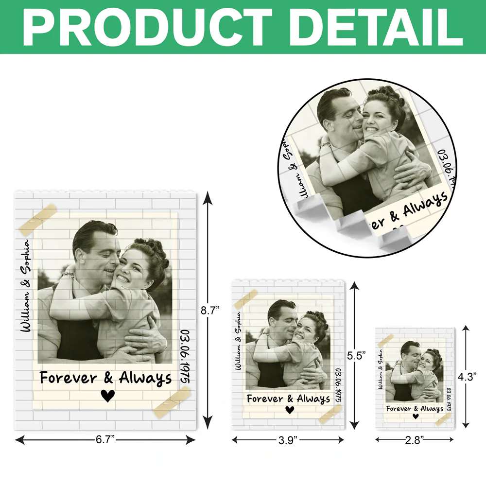 Custom Polaroid Couple Photo Forever & Always Building Brick Blocks CH07 910806 - Image 7