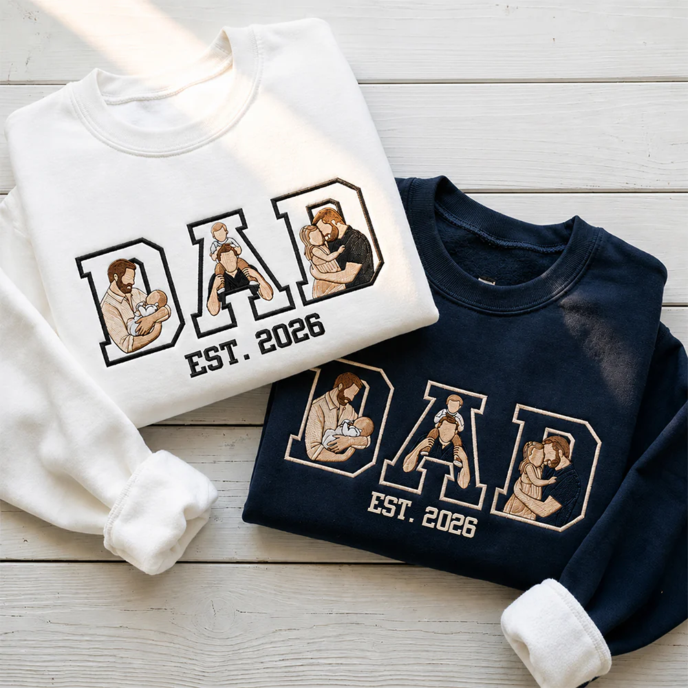 Custom Portrait from Photo Dad Embroidered Sweatshirt - Personalized Father’s Day Gift CH07 911718 - Image 3