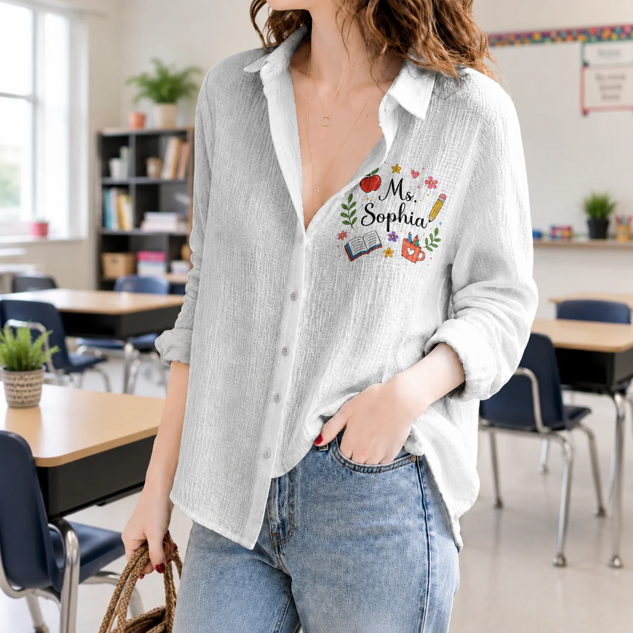 Custom Teacher Name Back To School Blouse Shirt CH07 180024 - Image 5
