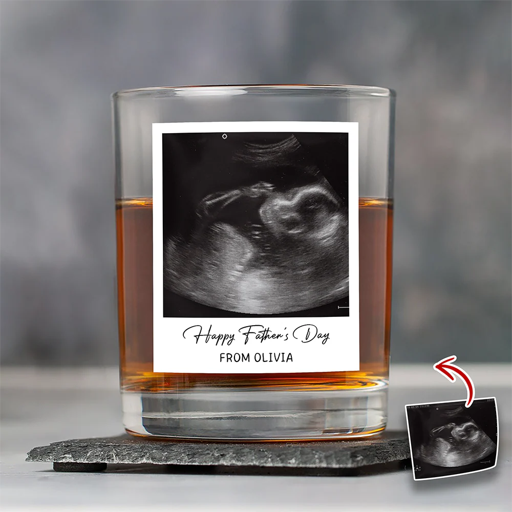 Custom Ultrasound Photo Happy Father's Day Rock Glass - Personalized New Dad Gift CH07 911512 - Image 4