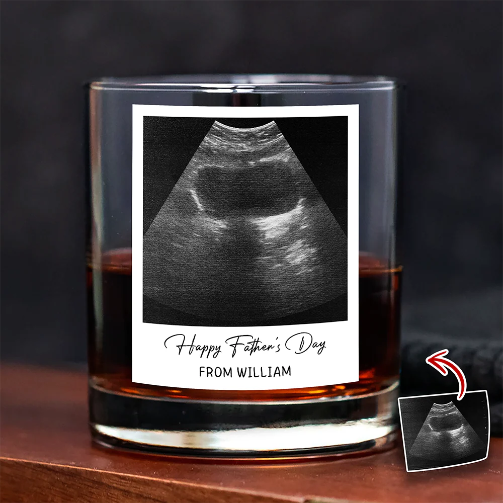 Custom Ultrasound Photo Happy Father's Day Rock Glass - Personalized New Dad Gift CH07 911512 - Image 6