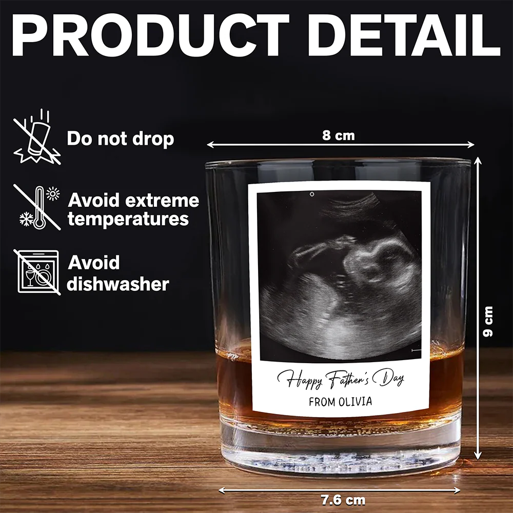 Custom Ultrasound Photo Happy Father's Day Rock Glass - Personalized New Dad Gift CH07 911512 - Image 7