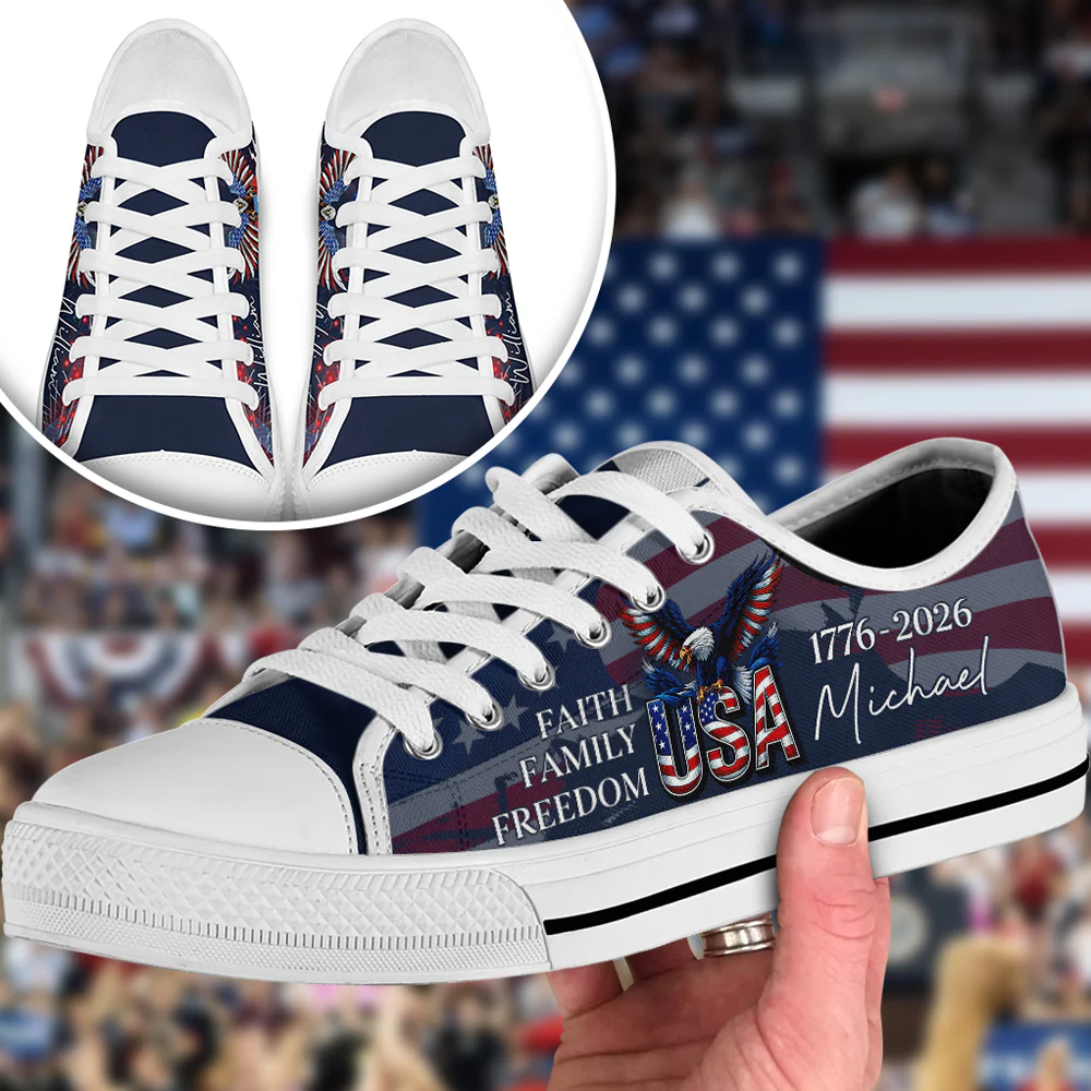 Custom Name Faith, Family & Freedom America Patriotic Canvas Shoes HA75 898928 - Image 3