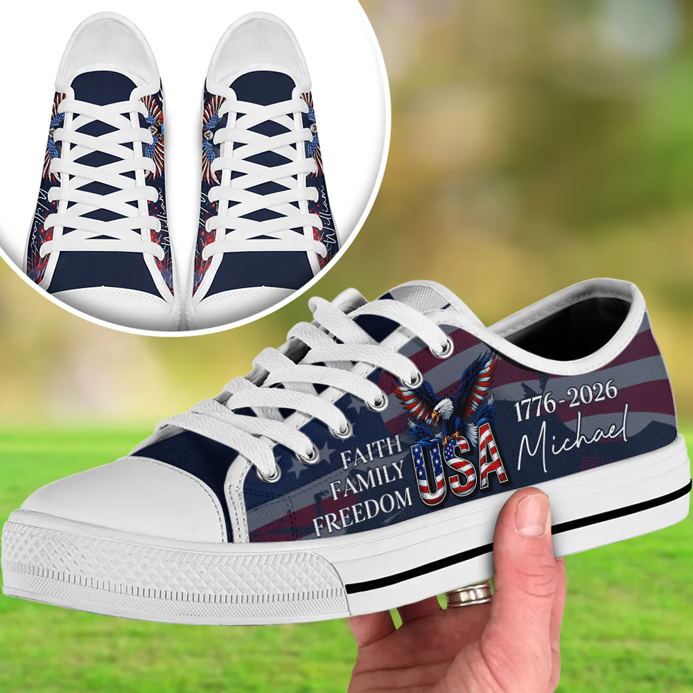 Custom Name Faith, Family & Freedom America Patriotic Canvas Shoes HA75 898928 - Image 4