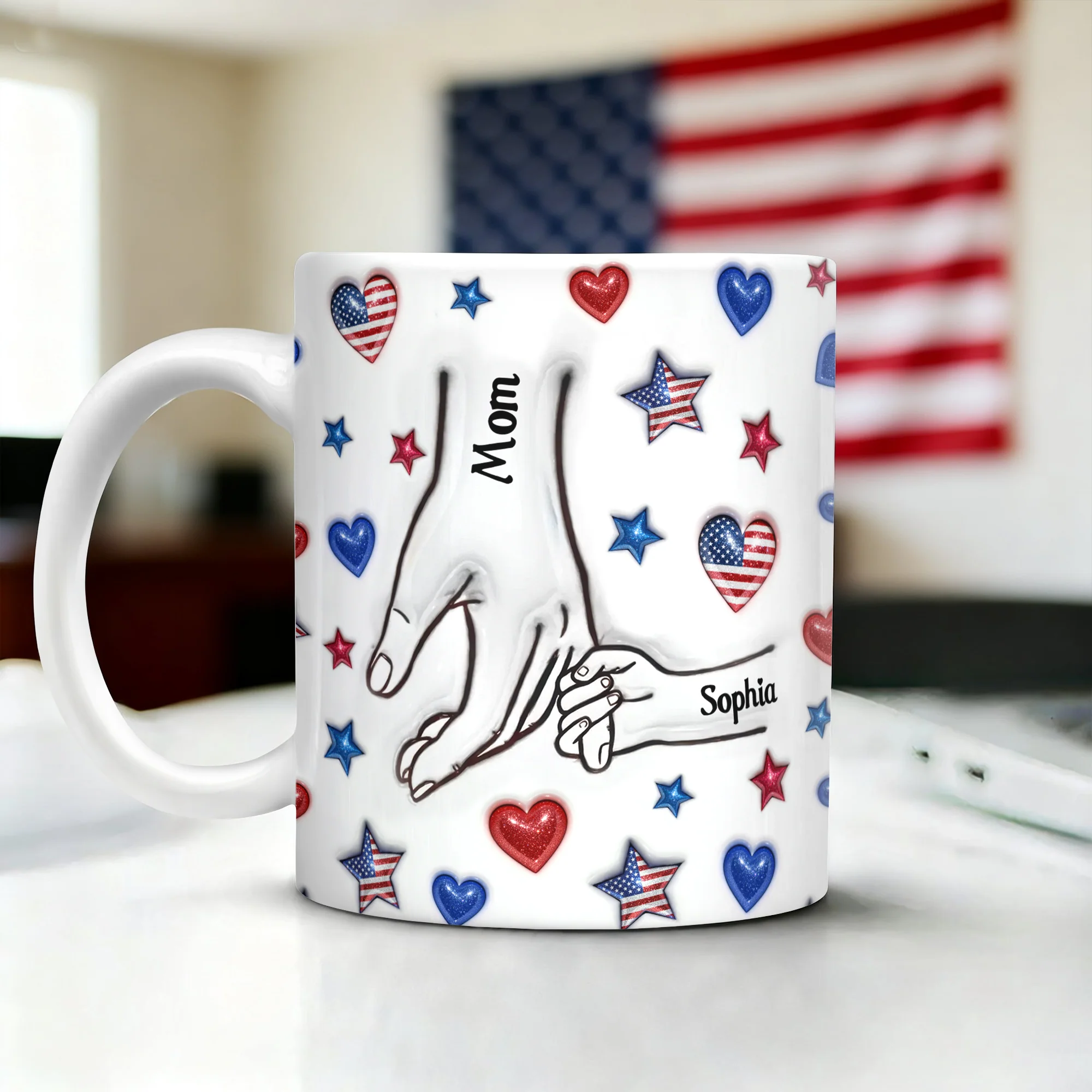 Forever Connected, Hand in Hand - Family Personalized 3D Inflated Effect Printed 3D Mug HA75 920386 - Image 2